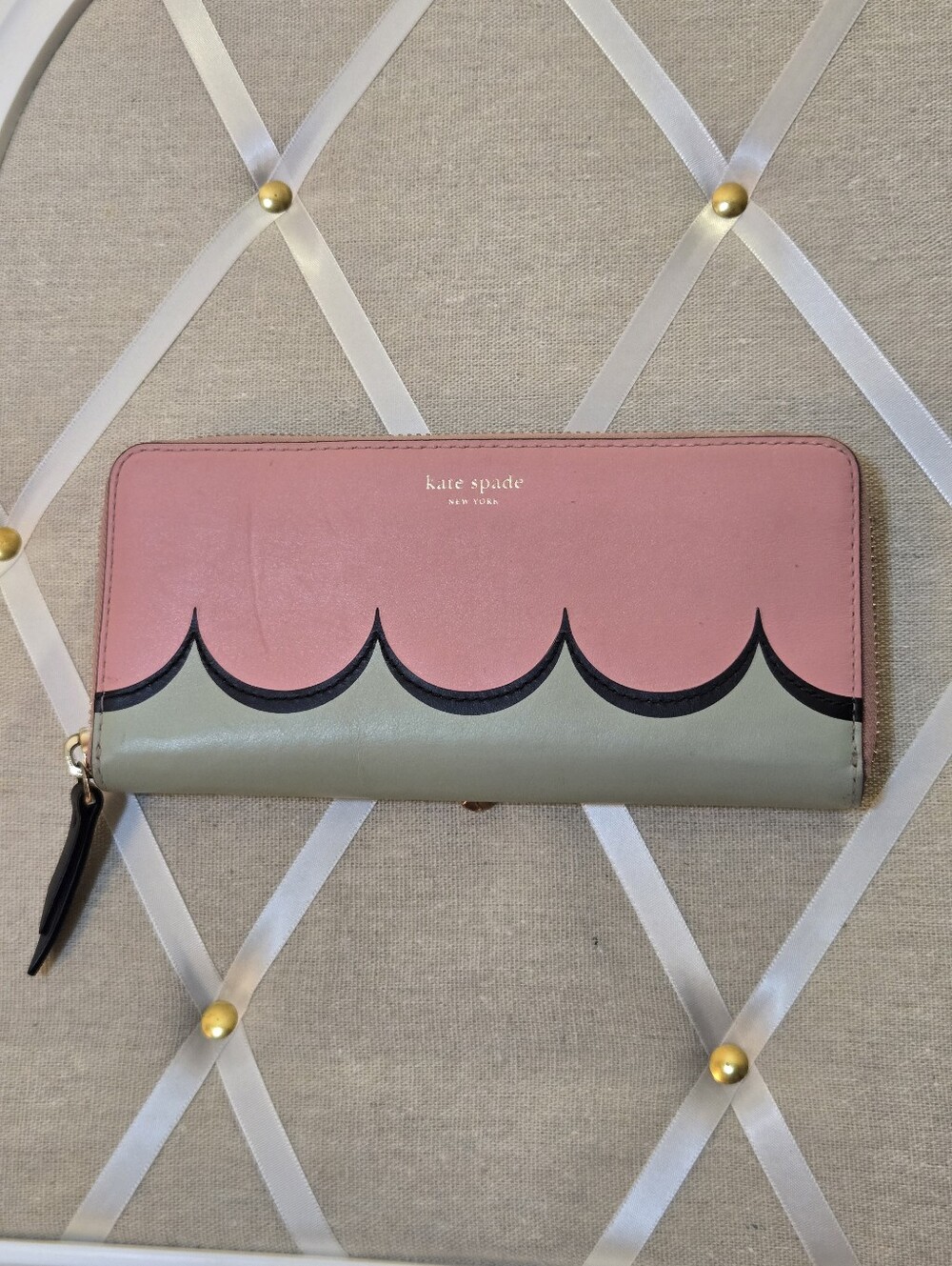 Kate Spade Intarsia Scallop Continental Wallet Rococo Pink Mint